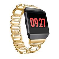 Lyperkin Compatible with Fitbit Ionic Bands, Luxurious Stainless Steel Strap Crystal Watch Strap Bands Quick Release Replacement Wristband Accessories Compatible with Fitbit Ionic Watch for Women