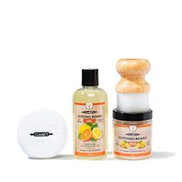 CLARK'S Cutting Board Finishing Kit | Orange-Lemon Scent | CLARK'S Cutting Board Oil (12 oz) - Cutting Board Wax (6oz) - Small Applicator - Buffing Pad