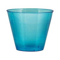 Party Essentials Hard Plastic 9-Ounce Party Cups and Old Fashioned Tumblers, Neon Blue, 25 Count