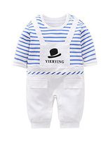 D.B.PRINCE Newborn Baby Boy Romper Jumpsuit Gentleman Suit Long Sleeve Bodysuit Clothes with Bow Tie (12-24 Months, hat)