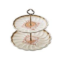 Home big wrist Ceramic Double-Layer Fruit Plate, European Multi-Layer Pastry Tray Snack Tray for Living Room Cafe Bar Candy Snacks Dried Fruit Plate Display Stand Decorative hotel retro soup bowl