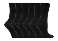 IOMI - 6 Pack Women Thin Non Binding Extra Wide Loose Top Cotton Diabetic Socks (5-9 US, Black LA1)