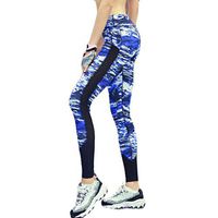 SADUORHAPPY Women's Digital Print Hip High Waist Slim Fit Fitness Sports Yoga Pants Blue