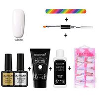 Hunputa Nail Extension Nail Enhancement Tool,Poly Gel Lasting False Nails Liquid Double-end Nail Brush Pusher Dead Skin Set (D)