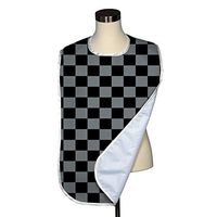 Check Collection Adult Bib - Covered with Care Assorted Prints Available! (Gray Black Racing Check)