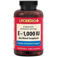Lindberg E-1,000 IU Plus Mixed Tocopherols, Natural d-Alpha Form of Vitamin E (180 Softgels)