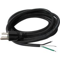 Power Cord, 3-Prong Grounded Male to Bare End, 16 AWG, Black, 12ft