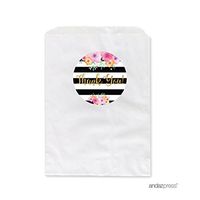 Andaz Press Floral Gold Glitter Print Wedding Collection, Favor Bag DIY Party Favors Kit, Thank You!, 20-Pack