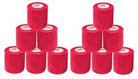 2 Inch Vet Wrap Tape Self Adhesive Medical Bandage Free Bonus Rolls (Red) (10 Pack Plus 2 Free Rolls) Self Adherent Cohesive First Aid Sport Flex Wrist Ankle Knee Sprains and Swelling