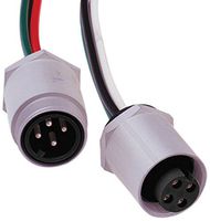 Brad CR4000A30M005 Power Trunk/Feeder Receptacle, Female, 4 Pole, 1/2"-14 NPT Mounting Thread Size, THHN Cable Type, 10AWG Wire Size, 25.0A Max Current Rating, 600V AC/DC Max Voltage, 0.50m Cable Length, Front Panel Mount, Single Keyway