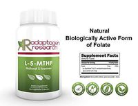 L-5-MTHF | 1 mg Active B9 Methylfolate | Folate as Quatrefolic 5-methyltetrahydrofolate | High Bioavailability and Solubility | 120 Vegetarian Capsules | Adaptogen Research