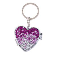Handmade Heart Shape Gradient Purple Bling Crystal Portable Pill Box Cute Rhinestone Pill Splitter Container Case