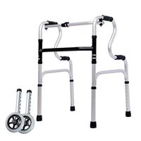 WAOBE Aluminium Walking Frame, Lightweight and Foldable Frame, Height Adjustable with Pulley and Seat Plate, for Seniors Rollators,A2