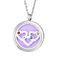 FanSi Aromatherapy Essential Oil Diffuser Necklace Interwined Heart Personalized Heart Family 3 Names Birthstone Necklace
