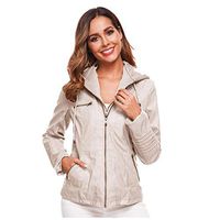 Women Autumn Winter Outwear Long Sleeve Zipper Leather Jacket Short Cardigan Blazer Jacket Coat Outerwear