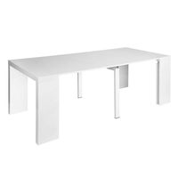 HOMY CASA Extensible Dining Table Flexible Seating Wooden Oak White Desk 90-200cm for 4 to 8 Persons for Dining Room Farmhouse Kitchen Restaurant High Light