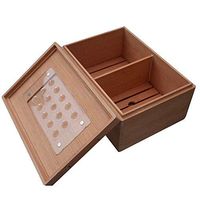 XSWZAQ Desktop Cigar Humidor Tempered Glass Top Box Two Layers of Walnut Wooden Magnetic Grab Lifting Cover
