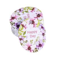 Amosfun 50PCS Oval Shape Floral Gift Package Tags Paper Hanging Tags Baking Food Package Tags Labels Wedding Favor Tags (Thank You)