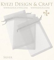 100 Pcs Silver 3x4 Sheer Drawstring Organza Bags Jewelry Pouches Wedding Party Favor Gift Bags Gift Bags Candy Bags [Kyezi Design and Craft]