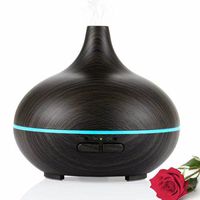 Oubo Dental Black Color Wood Grain Essential Oil Diffuser Ultrasonic Aroma Cool Mist Humidifier with LED lights 300ml for Office, Home, Bedroom, Baby Room,Study,Yoga