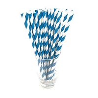 Disposable Straw,Fheaven 25pcs Disposable Drinking Straws Striped Drinking Straws for Home Bar Party Cocktail (Blue)