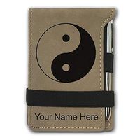 Mini Notepad, Yin Yang, Personalized Engraving Included (Light Brown)
