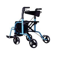 Walker with Lockable Brakes and Carry Bag, Lightweight Aluminium Folding 4 Wheel Adjustable Height, Perfect for Indoor and Outdoor for Elderly, inconvenient Legs and feet (Blue)