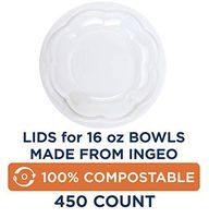 100% Compostable Salad Bowl Lids by World Centric, Made from Ingeo Clear Plastic, Salad Bowl Lids, Dome, Clear, for 16 oz. Bowls (Pack of 450)