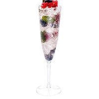 4 oz Clear Plastic Wedding Champagne Flute - 1-Piece - 7 1/2" x 2 1/4" x 2 1/4" - 20 count box - Restaurantware