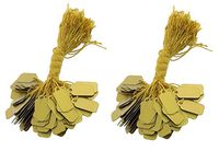 200 Pcs of Gold Plastic String Tags, Price Tags, Elegant Jewelry String Tags Perfect for Gifts or Business (7/8" x 3/8" (10mm x 22mm), Gold)