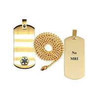No MRI Medical Alert ID Dog Tag Pendant in Anodized Titanium