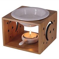 Singeek 100ML Essential Oil Burner,Hollowing Floral Tea Light Holder Aromatherapy Oil Warmer, Holiday Home Decoration Valentine (Stars and Moon)