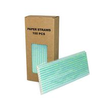 Ipalmay Sparkle Foil Green Mermaid Cocktail Paper Straws, Disposable Biodegradable Drinking, 7.75 Inches, Pack of 100