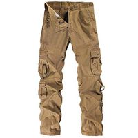 Jiayit Men's Men Cargo Work Pants Hiking Sport Holiday Cotton Multi-Pocket Overalls Outdoor Workwear Leisure Pants Cotton Trousers (30, Khaki)