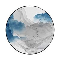 Molyveva Round Area Rug, Hand Woven Cream Chic Bohemian Print Tassels Door Mat Indoor Floor Area Mat Compatible Bedroom Living Room Children Playroom