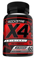 X4 Pre-Workout Pills by Rockstar, Premium Muscle Building Nitric Oxide Booster with L-Arginine, Rhodiola, Maca, and Muira Puama - 60 Veggie Caps