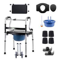 Folding Walking Aids Elderly Handicap Medical Care Walker with Soft Board and Toilet Chair for Seniors, Fracture Disabled, Max 180 Kg