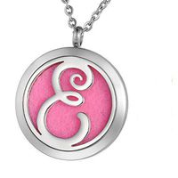VALYRIA Monogram E Aromatherapy Essential Oil Diffuser Necklace-Stainless Steel Letter Locket Pendant with 11 Refill Pads