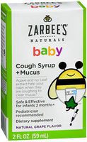 Zarbee's Naturals Baby Cough Syrup + Mucus Reducer Natural Grape Flavor - 2 oz, Pack of 6