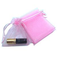 LYSXP 100pcs 5X7 Inches Christmas Drawstring Organza Gift Bag Pouches Drawstring Organza Jewelry Candy Pouch Party Wedding Favor Gift Bags (Pink, 5"x7" (13x18cm))