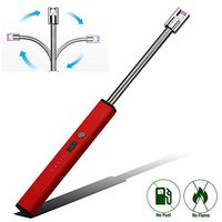 Elite Brands USA Electric Arc Long Flexible Neck USB Rechargeable Windproof Flameless Lighter, Ideal for Fireplace Candle Kitchen Grills Stove Barbeque Lanterns, Long Plasma Beam Lighter (Red)