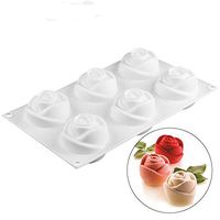 Xisheep Mousse Cake, Silicone 3D Rose Flower Mousse Cake Chocolate Mold Mould Modelling Decorating Cake Mould Home Decorations, for Home DIY White