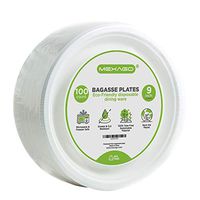 Mexago Eco-Friendly Round Compostable Plates - 9 inch | 100 Count - Natural Alternative to Paper Plate | Made of Sugarcane Bagasse