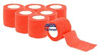 6 - Pack, Red 2” x 5 Yards, Self-Adherent Cohesive Tape, Strong Sports Tape for Wrist, Ankle Sprains & Swelling, Self-Adhesive Bandage Rolls (red)