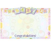 50ct. Blank Florist Enclosure Cards Small Tags BABY Building Blocks"Congratulations" - Variety Design Birthday Anniversary Special Occasion Gift Party Favor