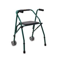 GY Elderly Walker Four Corner Cane Lightweight Folding with Wheels with Seat Assisted Walking, Carrying Capacity of 100 Kg, Green Medical Supplies (Color : Green)