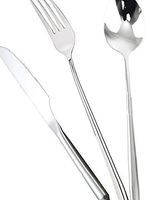Ximkee 3 Pieces, Korean Stainless Steel Rice Spoon/Soup Spoon/Coffee Spoon Fork Knife Set - Long-Handled Great Circle (Set)