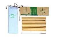 Planet A Plus - Bamboo Straws, Set of 10 Eco friendly & Organic. Smoothie, Cocktail, Juice Straw - 3 sizes, Large, Medium & Small. Reusable Sustainable and Earth Friendly
