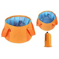 Linqly Folding Foot Bath,15L Outdoor Travel Camping Bubble Basin,Portable Water Wash Basin,Bucket Bowl Sink Ultralight Foot Bath,Picnic Washing Bag,E