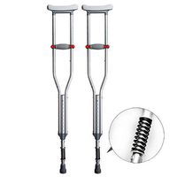 ZBYL 1 Pair Elderly Multifunctional Underarm Crutches, Lightweight Aluminum Alloy Detachable Ergonomic Design Super Shock Absorption Effect Disabled Walker Adjustable Height 44-64Inch